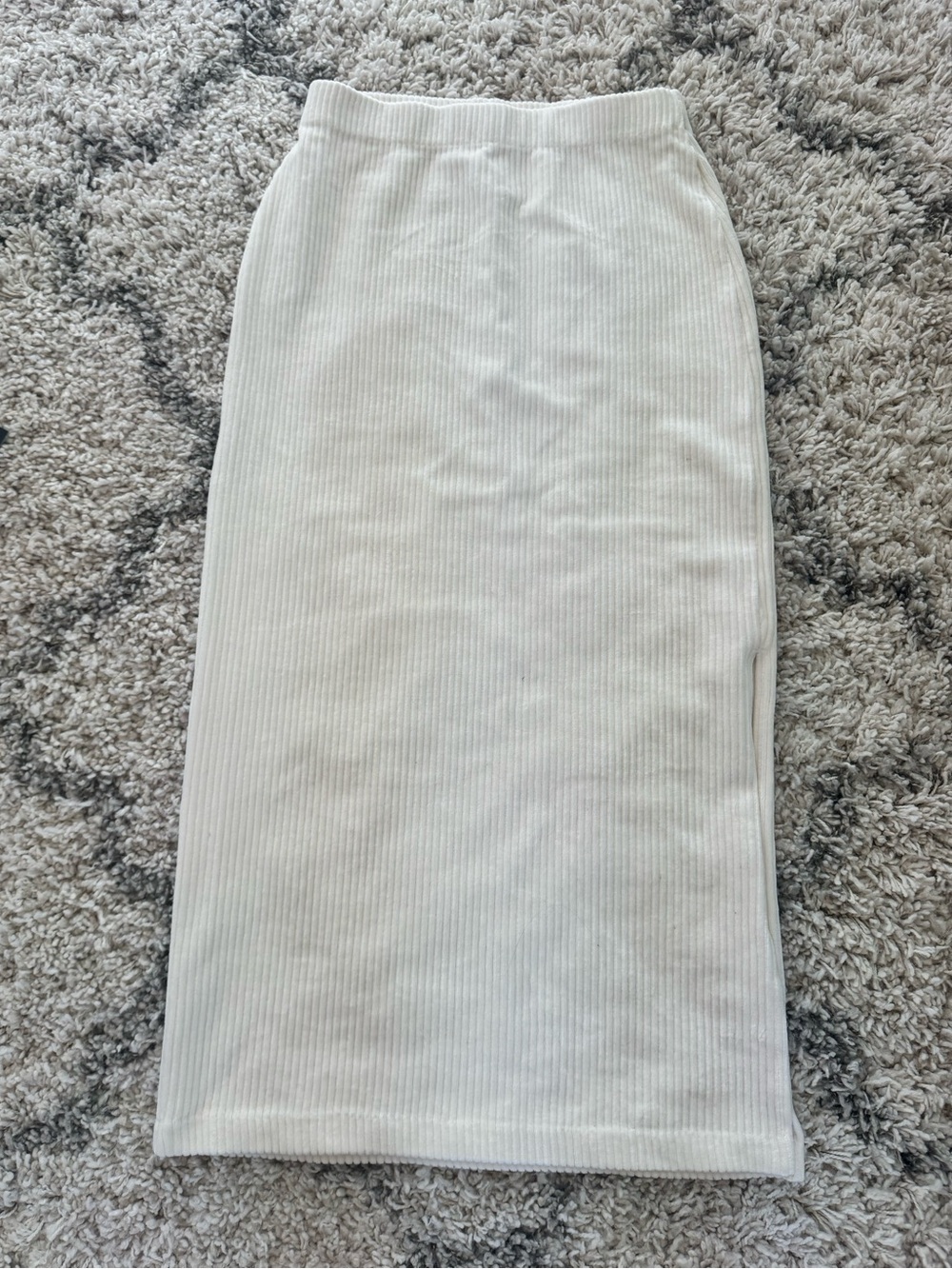 Free People Cream Ribbed Midi Skirt
